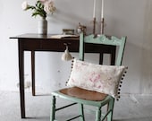Pretty Green Painted Vintage Chair with Stripped Pierced Star Pattern Seat