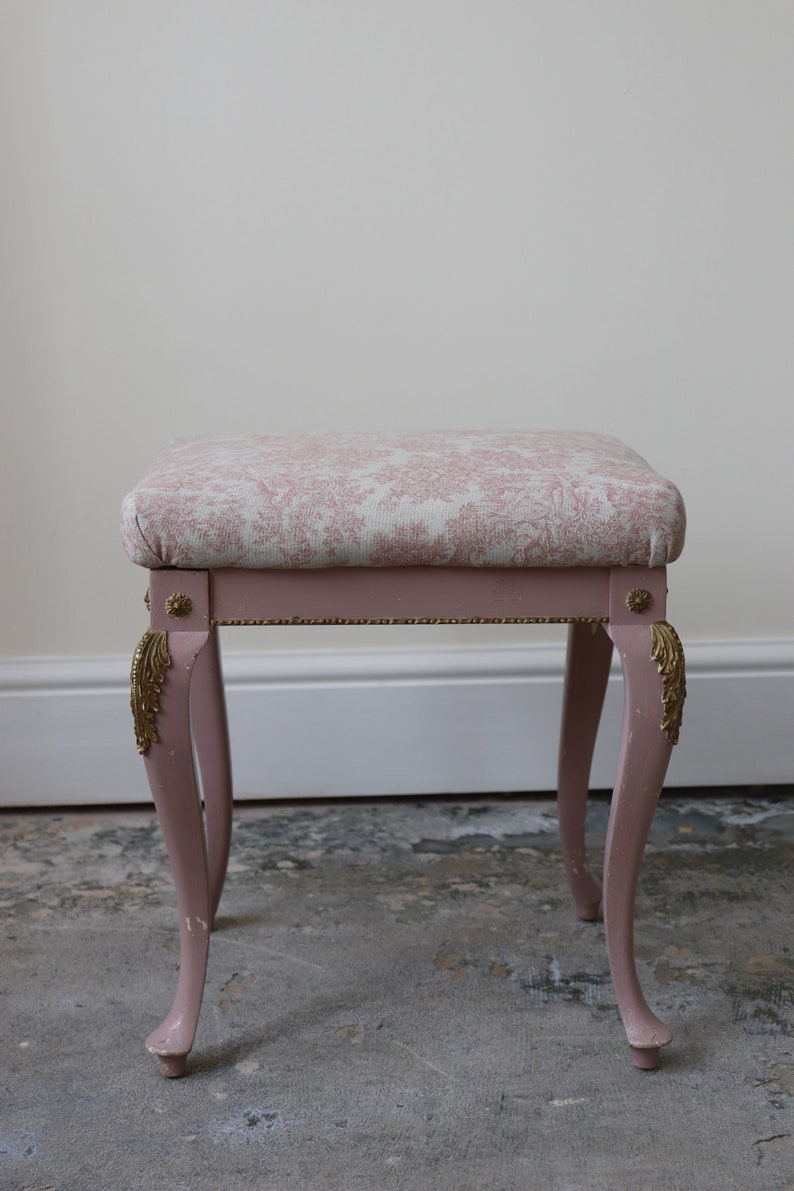 Vintage Reupholstered Louis Dressing Table Stool