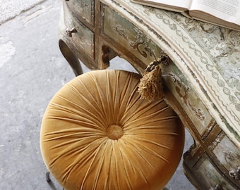 1960s Dressing Table Stool with Gold Velour Seat and Pale Gold Trim
