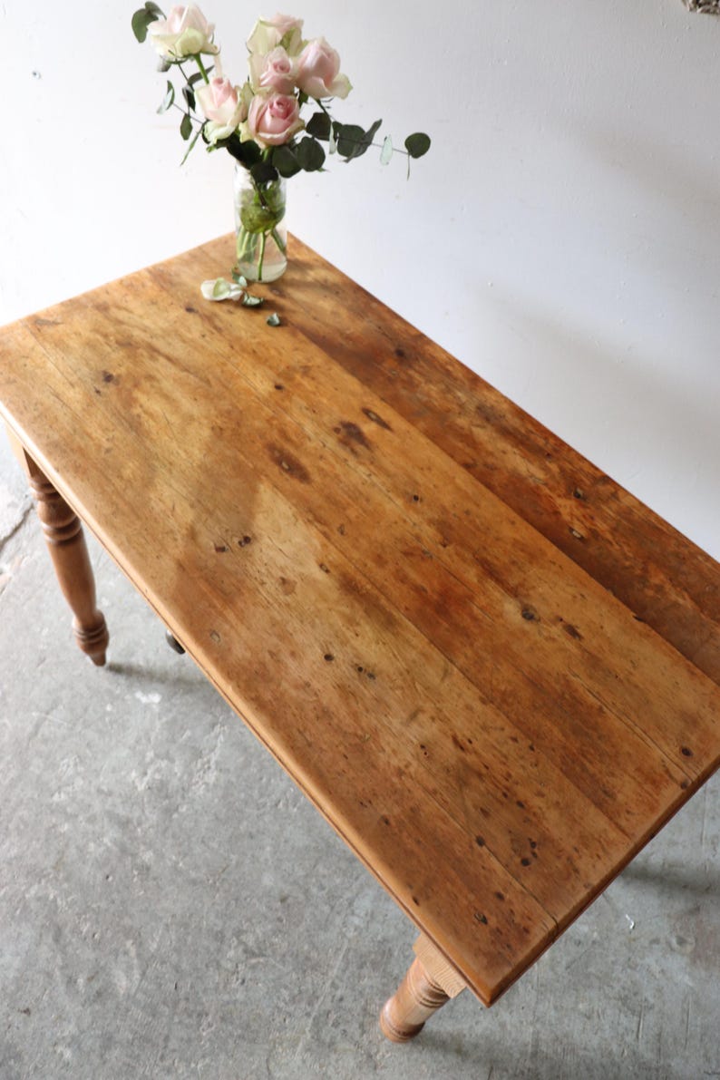 Charming Small Vintage Pine Side Table, Desk or Dressing Table With