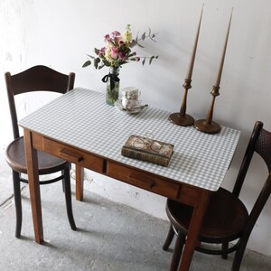 Striking 1960s Grey and White Gingham Single Drop Leaf Formica Table or Desk with Drawers