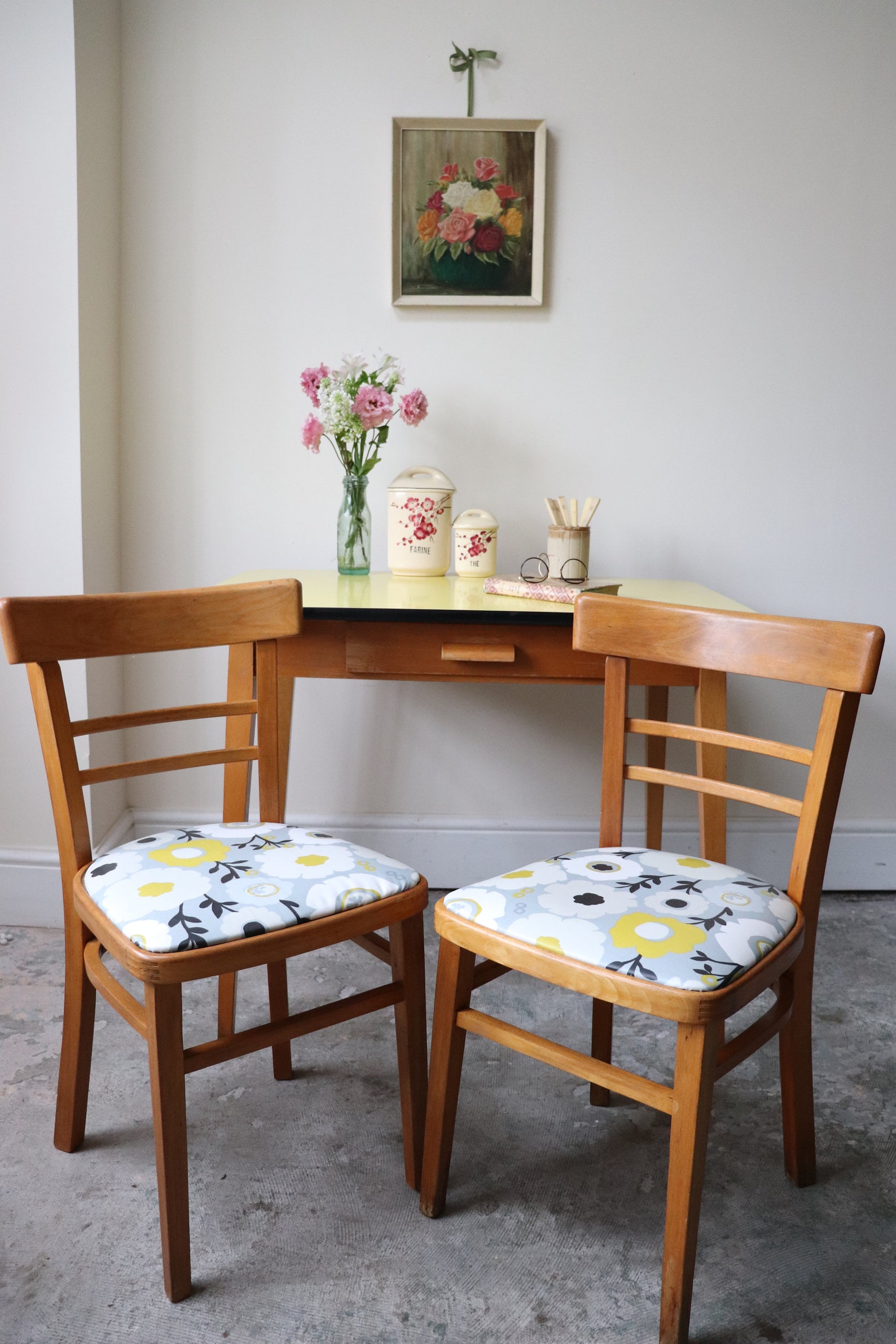 Pair of Restored Mid Century Kitchen Chairs With Recovered Etsy UK