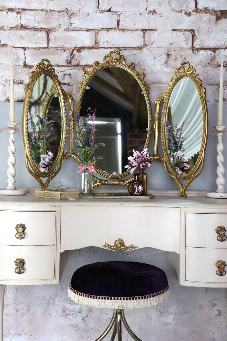 Stunning Freestanding Vintage French Gilt Triple Dressing Etsy