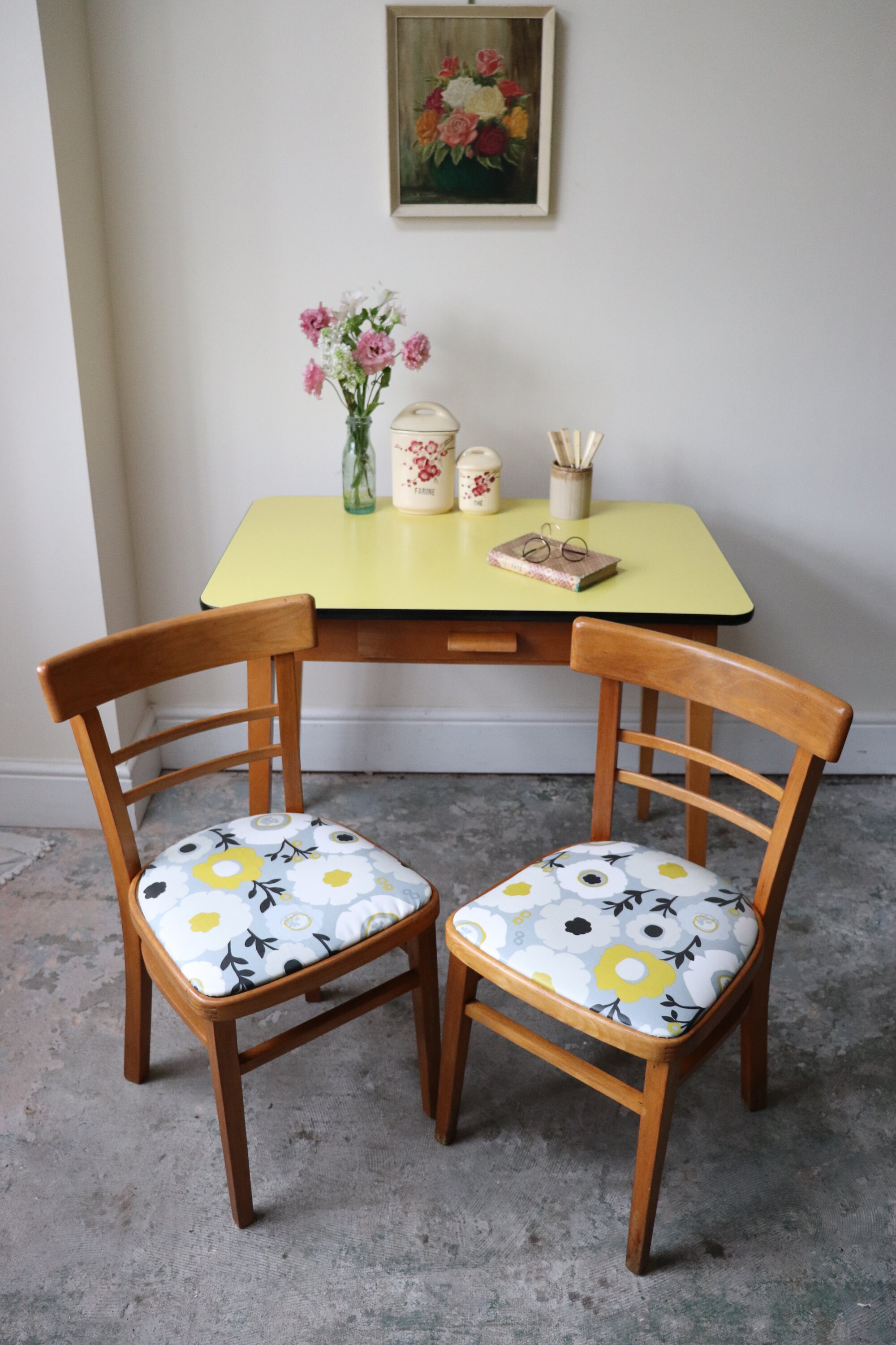 Par de sillas de cocina restauradas de mediados de siglo con | Etsy
