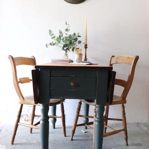 Lovely Vintage Pine Drop Leaf Table With Cutlery Drawer Painted in