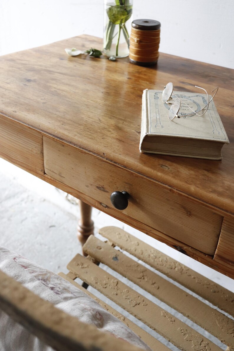 Charming Small Vintage Pine Side Table, Desk or Dressing Table With