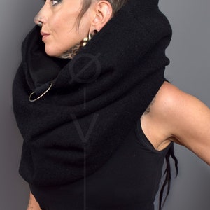 Black Wool snood//cowl//scarf + Futuristic Dystopian Goth.