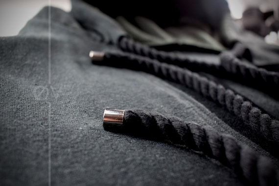 Long Floor Length Hoodie black Hemp goth Minimalist Futuristic