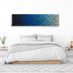 Blue Wall Art - Wood Wall Sculpture - Geometric Wood Wall Art