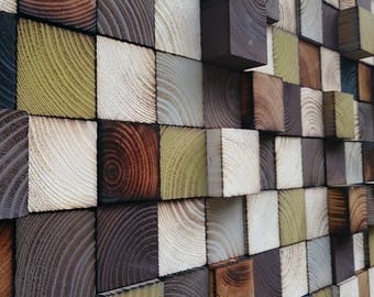 Wood Wall Art - Wood Sound Diffusor - Wall Sculpture