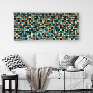 Large Wood Wall Art - Blue Wood Wall Decor - Wood Sound Diffuser