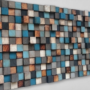 Wood Wall Art - Geometric Wall Art - Bedroom Decor - Living Room Wall Art - Wood Wall Sculture - Mosaic