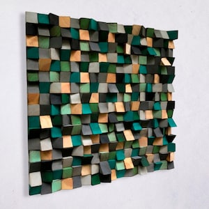 Wooden Mosaic - Wood Wall Art - Wood Sound Diffusor - Reclaimed Wood Art