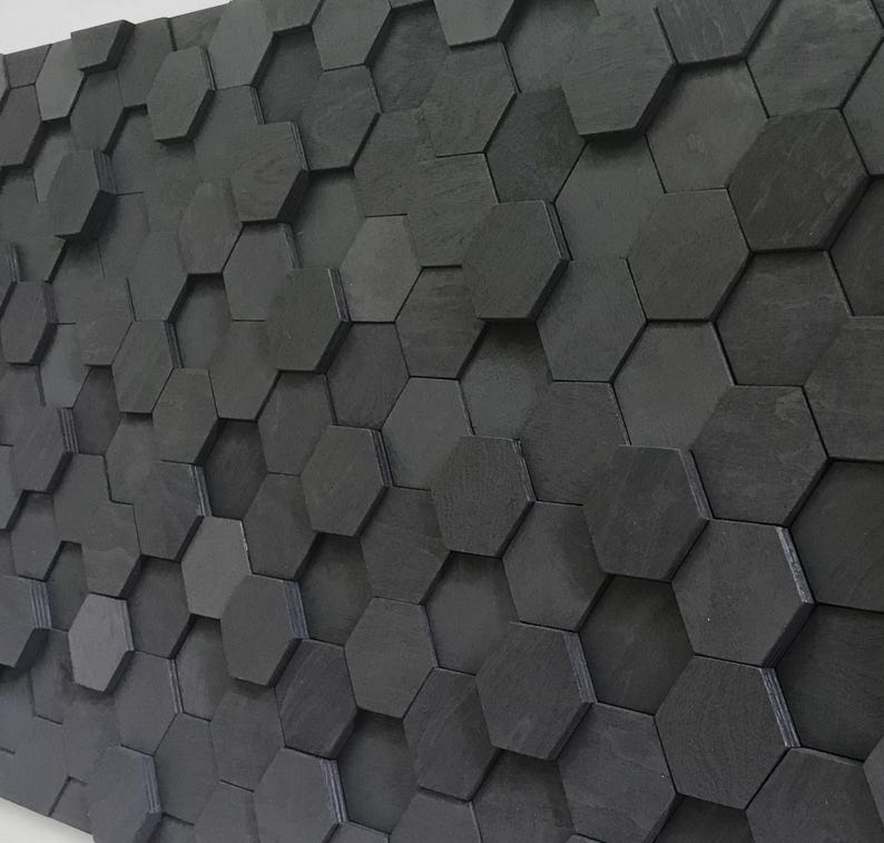 Black Wood Wall Art Hexagon Wall Decor Wood Sound Diffuser