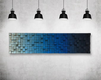 Wall Art - Ombre Wall Decor - Wood Wall Art - Blue Wall Decor - Living Room Decor - Decorative Wall Art