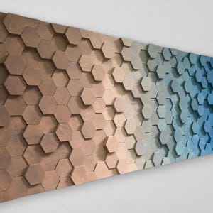 Hexagon Wall Art - Wood Wall Art - Ombre Wall Decor