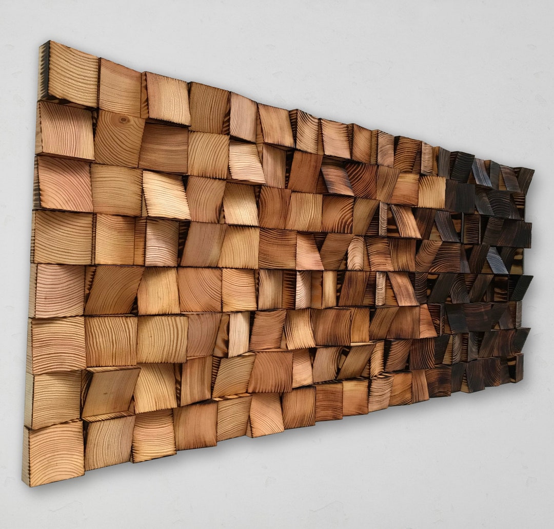 Reclaimed Wood Mosaic Wall Art - Handmade Geometric Wood Decor - Etsy