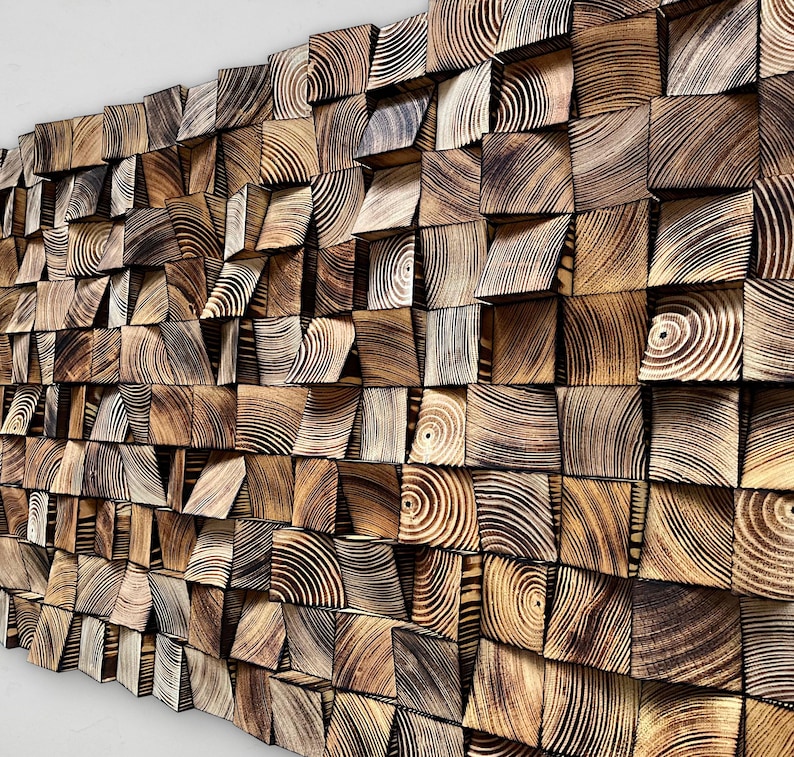 Handmade Wood Wall Art - Geometric Sound Diffuser - Reclaimed Wood ...