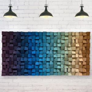Colorful Geometric Wall Art - Modern Wood Wall Hanging - Home Decor