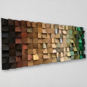 Reclaimed Pine Wood Wall Art - Geometric Wall Sculpture