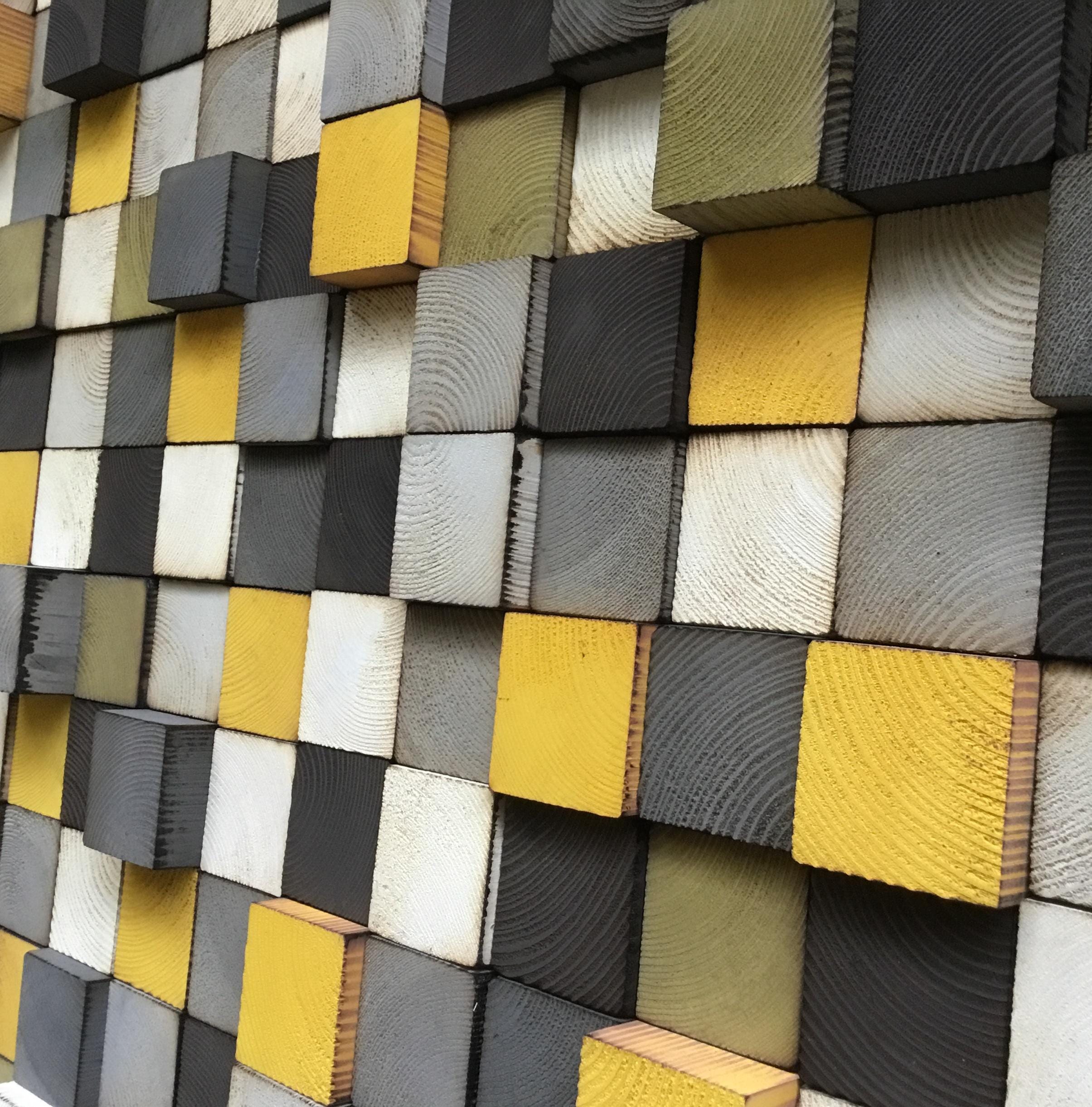 Reclaimed Wood Geometric Wall Art – Hand-painted Mosaic - Etsy