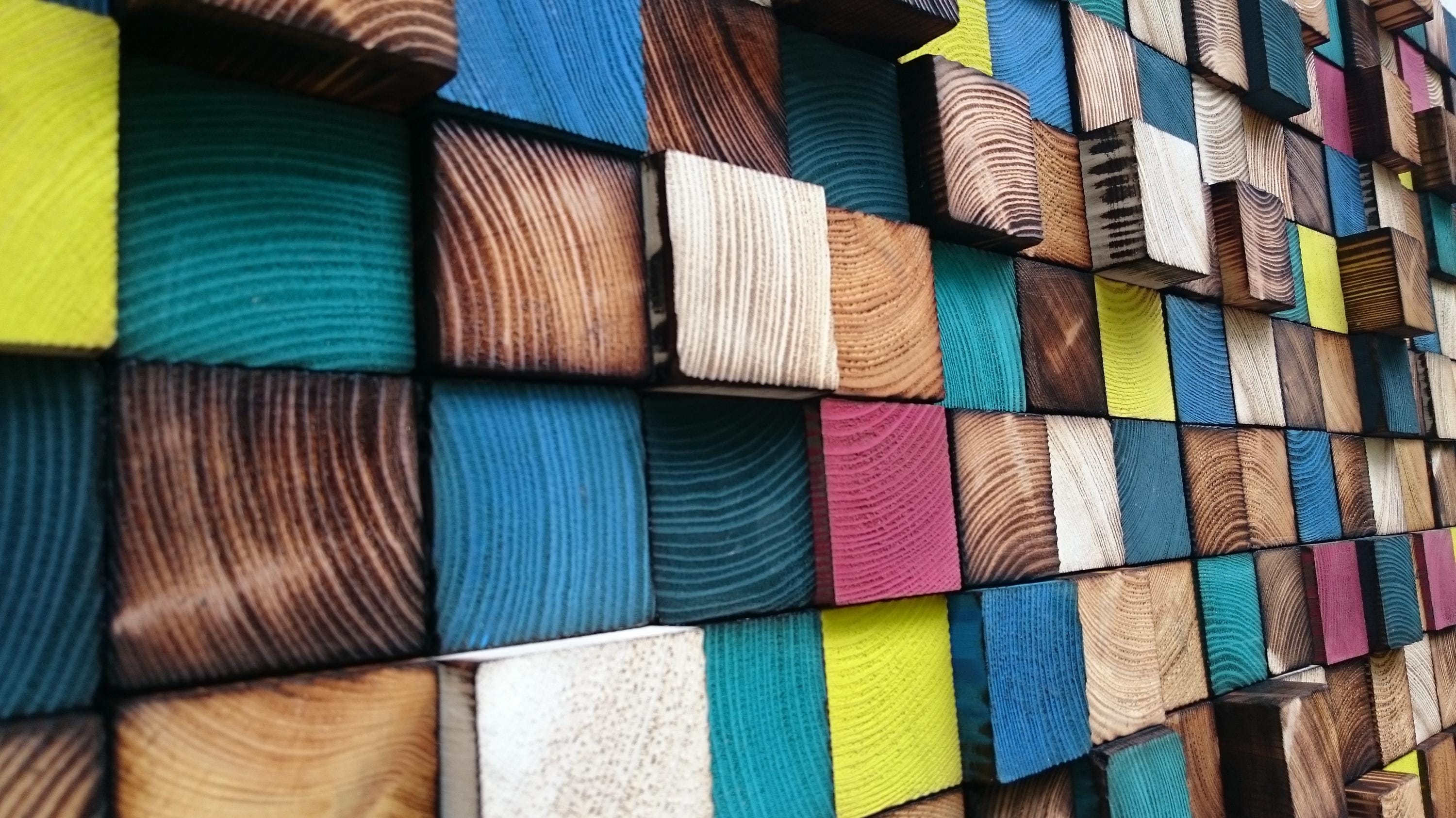 Colorful Reclaimed Wood Mosaic Wall Art – Handmade Sound Diffuser - Etsy