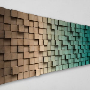Wood Wall Art - Reclaimed Wood Decor - Ombre Wall Art - 3D Wall Decor - Office Wall Art - Pixel Art