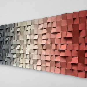 Decoración de pared con efecto degradado - Difusor de sonido de madera - Decoración artesanal para sala de estar