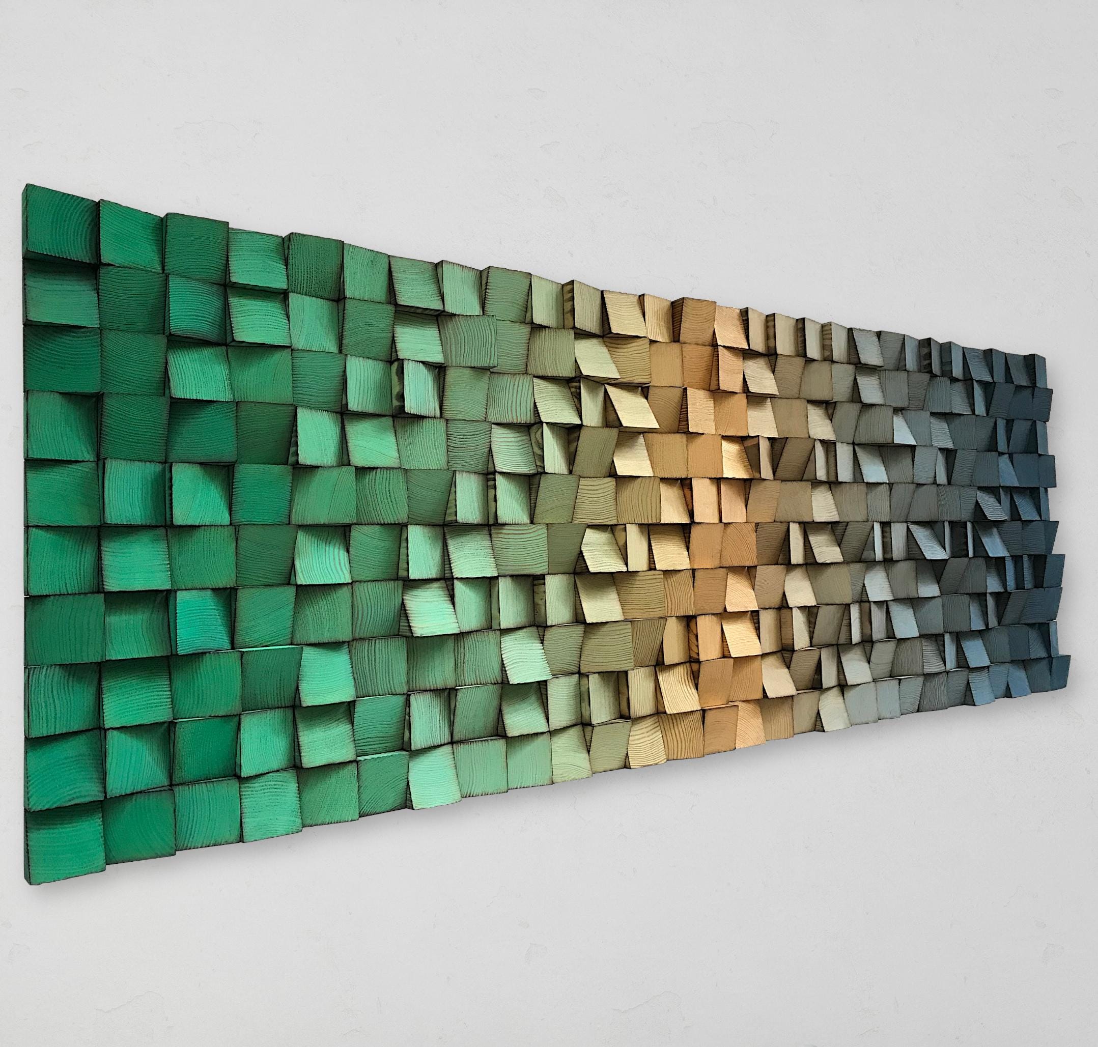 Reclaimed Wood Wall Art - Green Gold Blue Sound Diffuser - Etsy