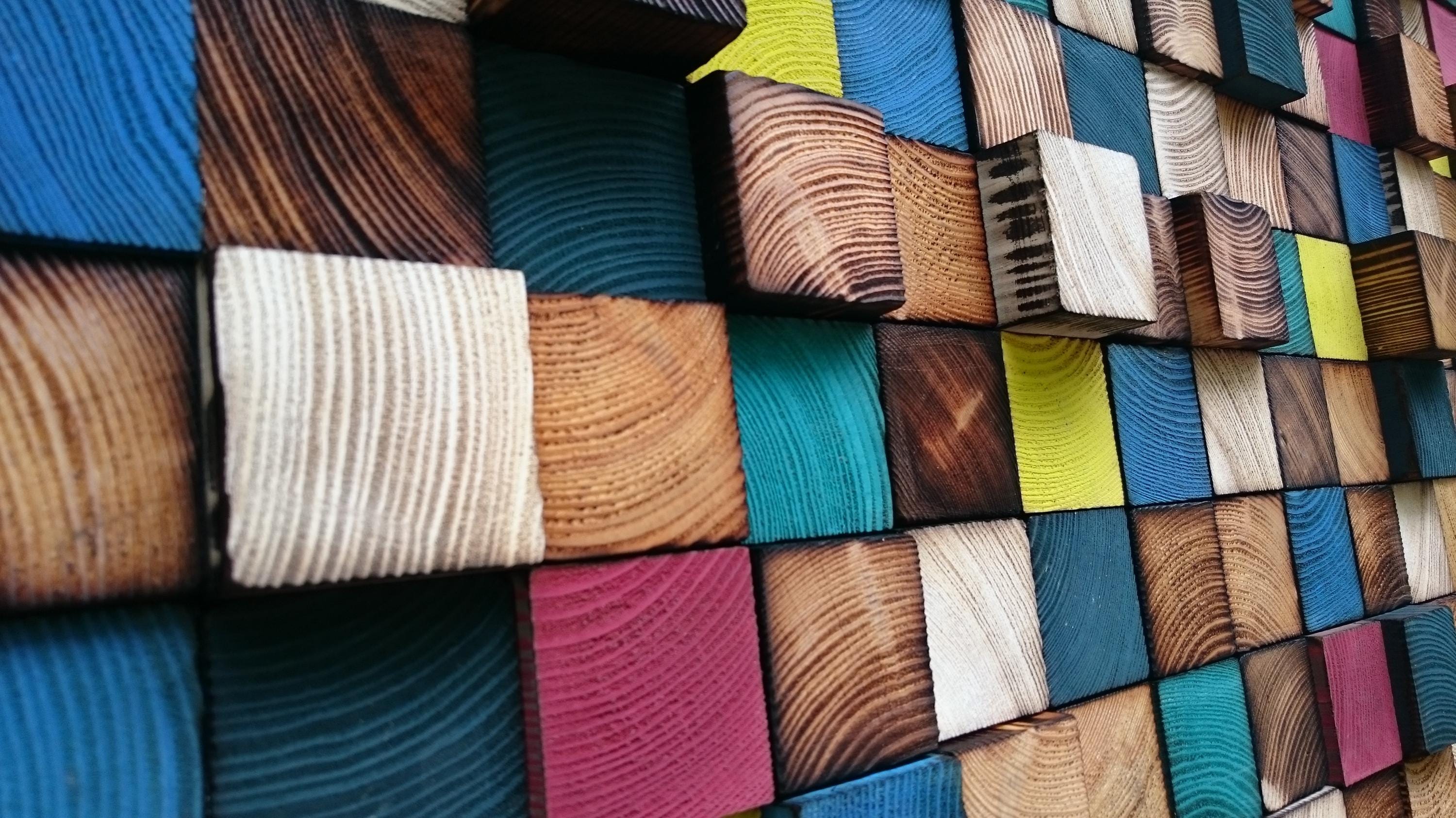 Colorful Reclaimed Wood Mosaic Wall Art – Handmade Sound Diffuser - Etsy