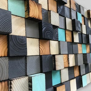 Handmade Wood Wall Art - Geometric Wall Decor - Wooden Mosaic - READY TO SHIP