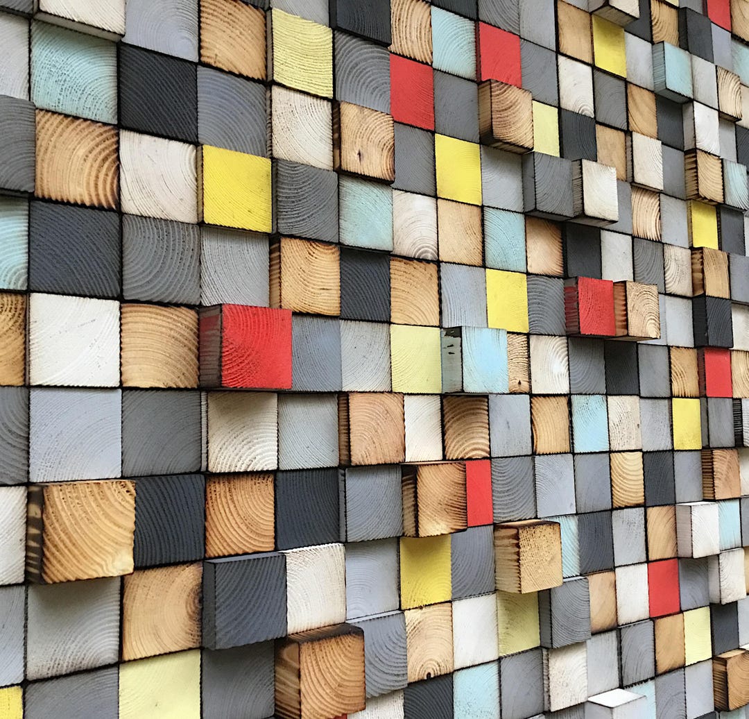 Reclaimed Wood Mosaic Wall Art – Geometric Sound Diffuser - Etsy