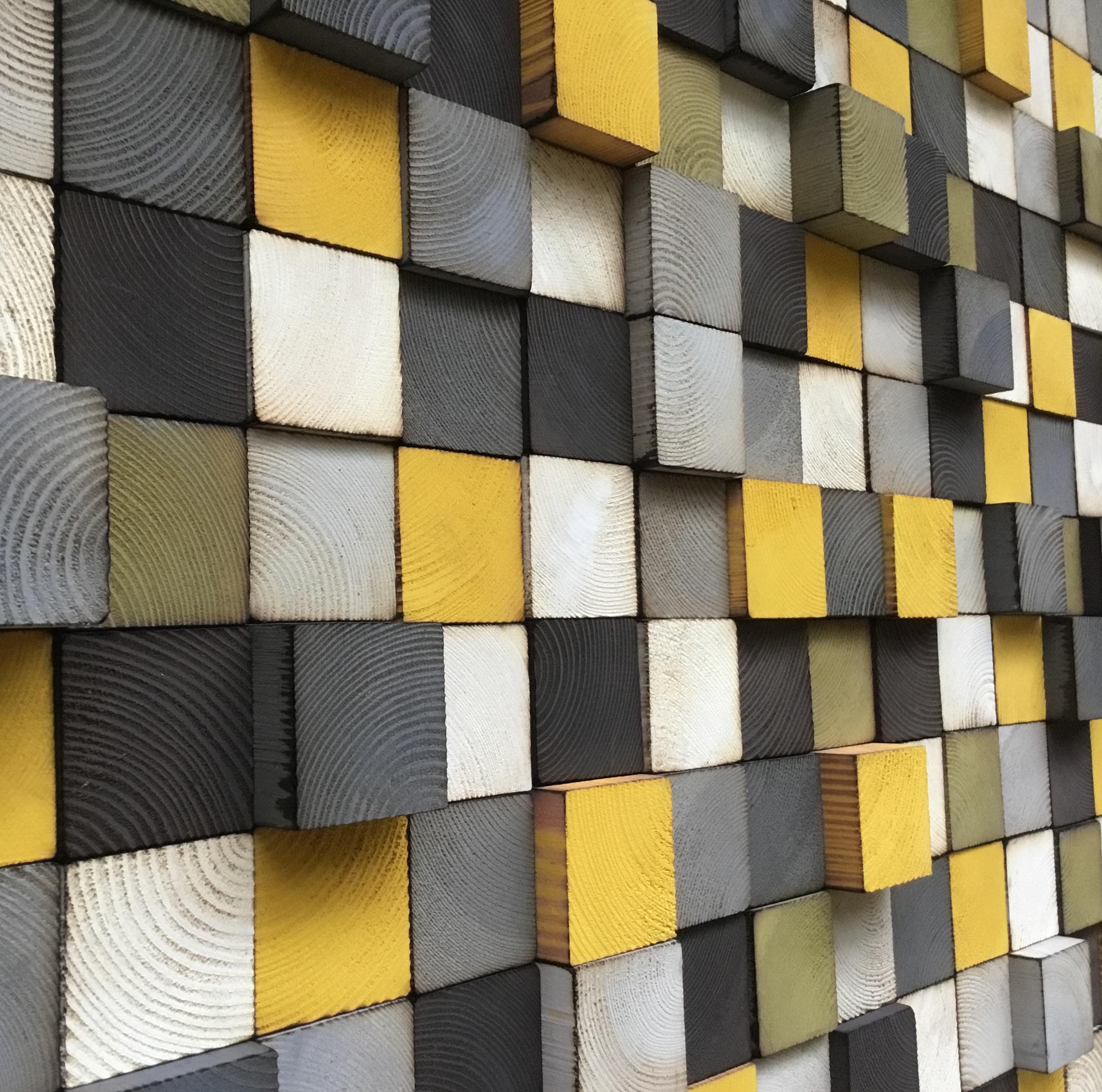 Reclaimed Wood Geometric Wall Art – Hand-painted Mosaic - Etsy