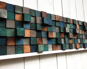 Reclaimed Wood Wall Art - Wood Wall Mosaic - Geometric Art