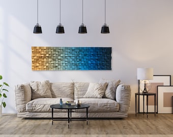 Wood Wall Art - Wood Mosaic - Wood Sound Diffuser - Acoustic Panel