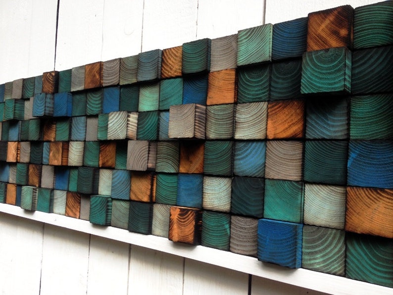 Reclaimed Wood Wall Art Wood Wall Mosaic Geometric Art image 5