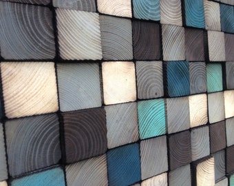 Reclaimed Pine Wood Wall Art - Geometric Wood Sculpture