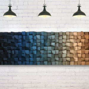 Wood Wall Art - Wood Sound Diffuser - Reclaimed Wood Art - Ombre Wall Art