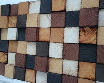 Wood Wall Art - Reclaimed Wood Art Sculpture - Rustic Wall Art