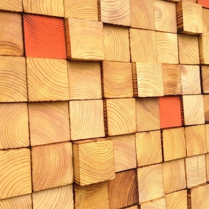 Houten muurkunst - houtkunst - teruggewonnen houtkunst - muurinstallatie