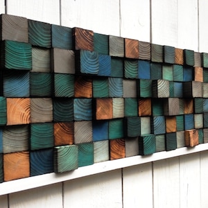 Reclaimed Wood Wall Art Wood Wall Mosaic Geometric Art image 2