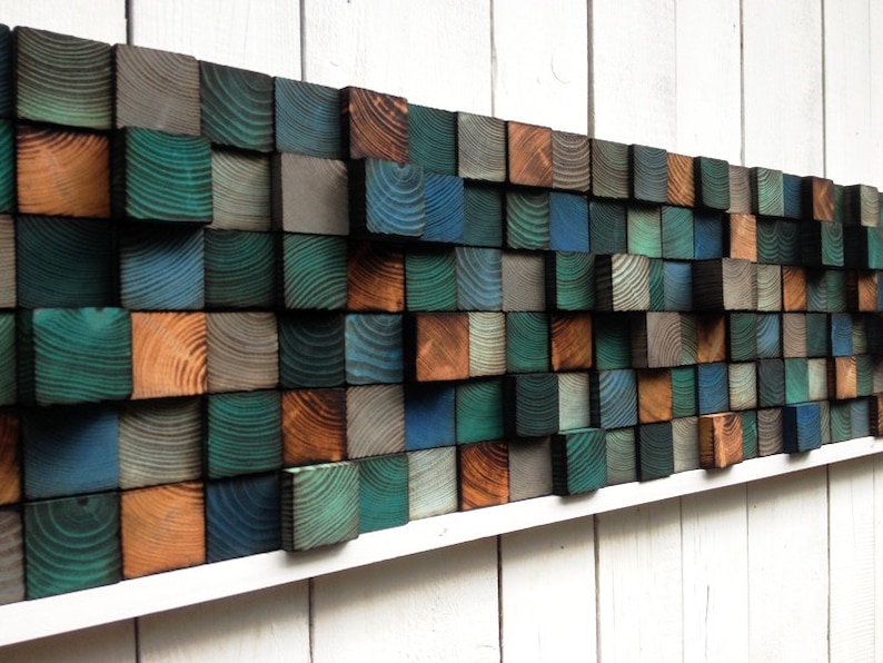 Reclaimed Wood Wall Art Wood Wall Mosaic Geometric Art image 2