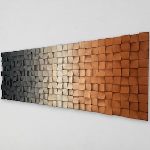 Handmade Wood Wall Art - Ombre Sound Diffuser - Living Room Wall Decor