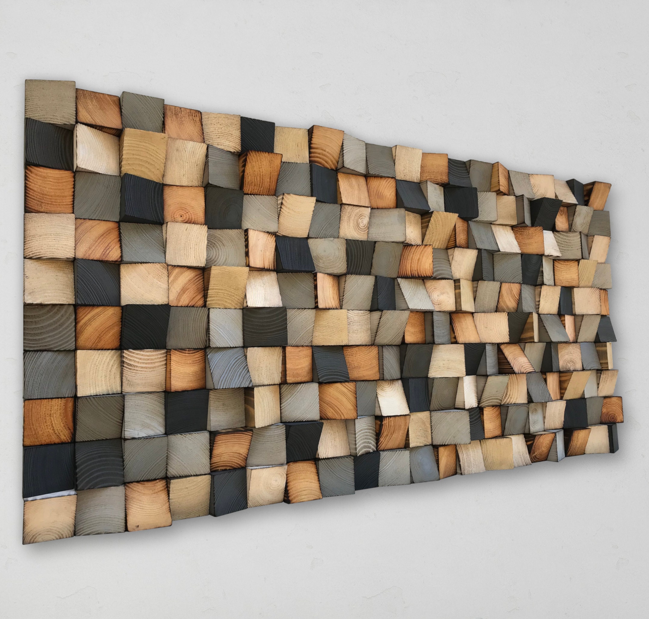 Handmade Reclaimed Wood Mosaic Wall Art – Sound Diffuser Panel - Etsy