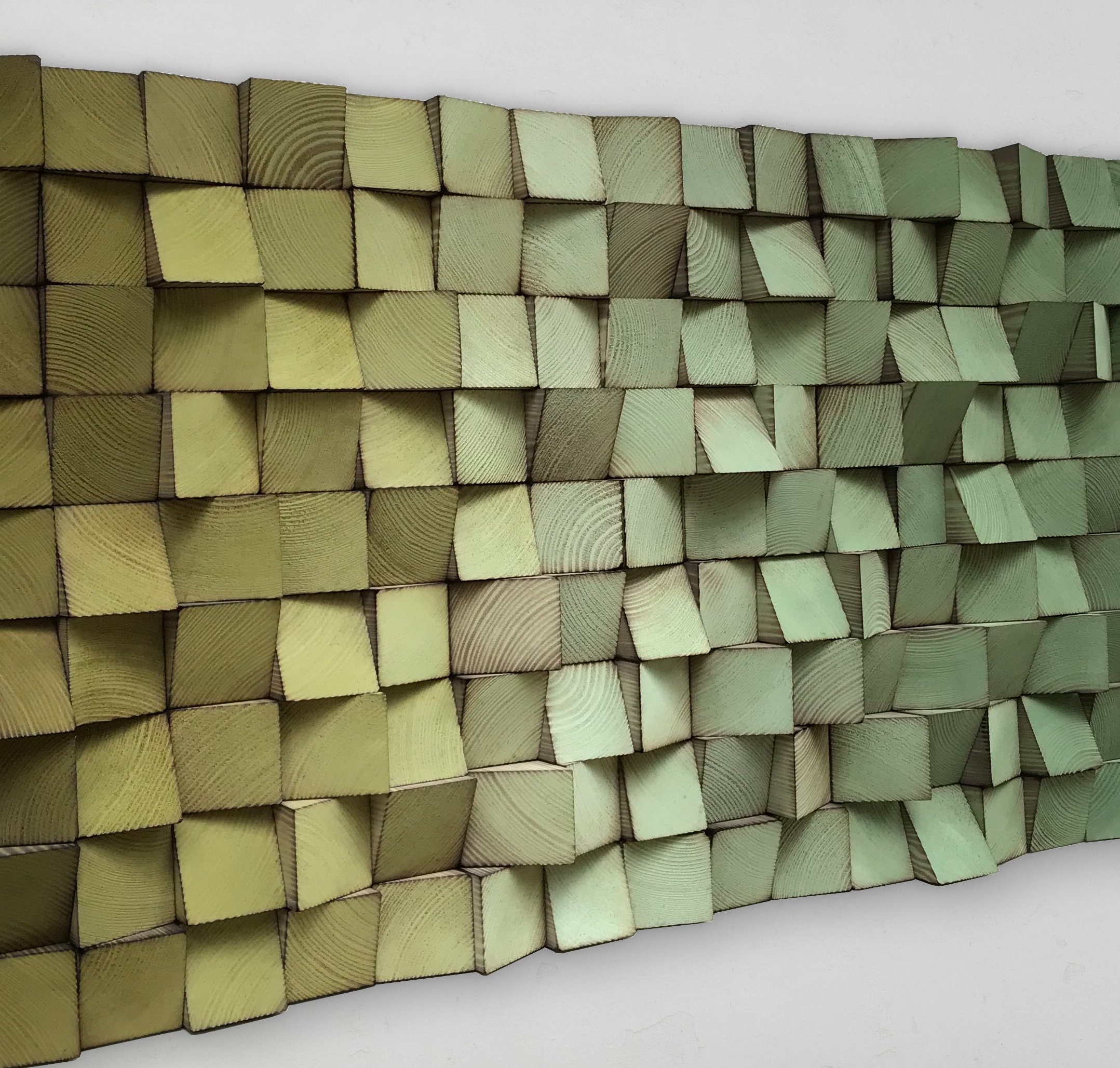 Handmade Reclaimed Wood Wall Art - Green Ombre Sound Diffuser - Etsy