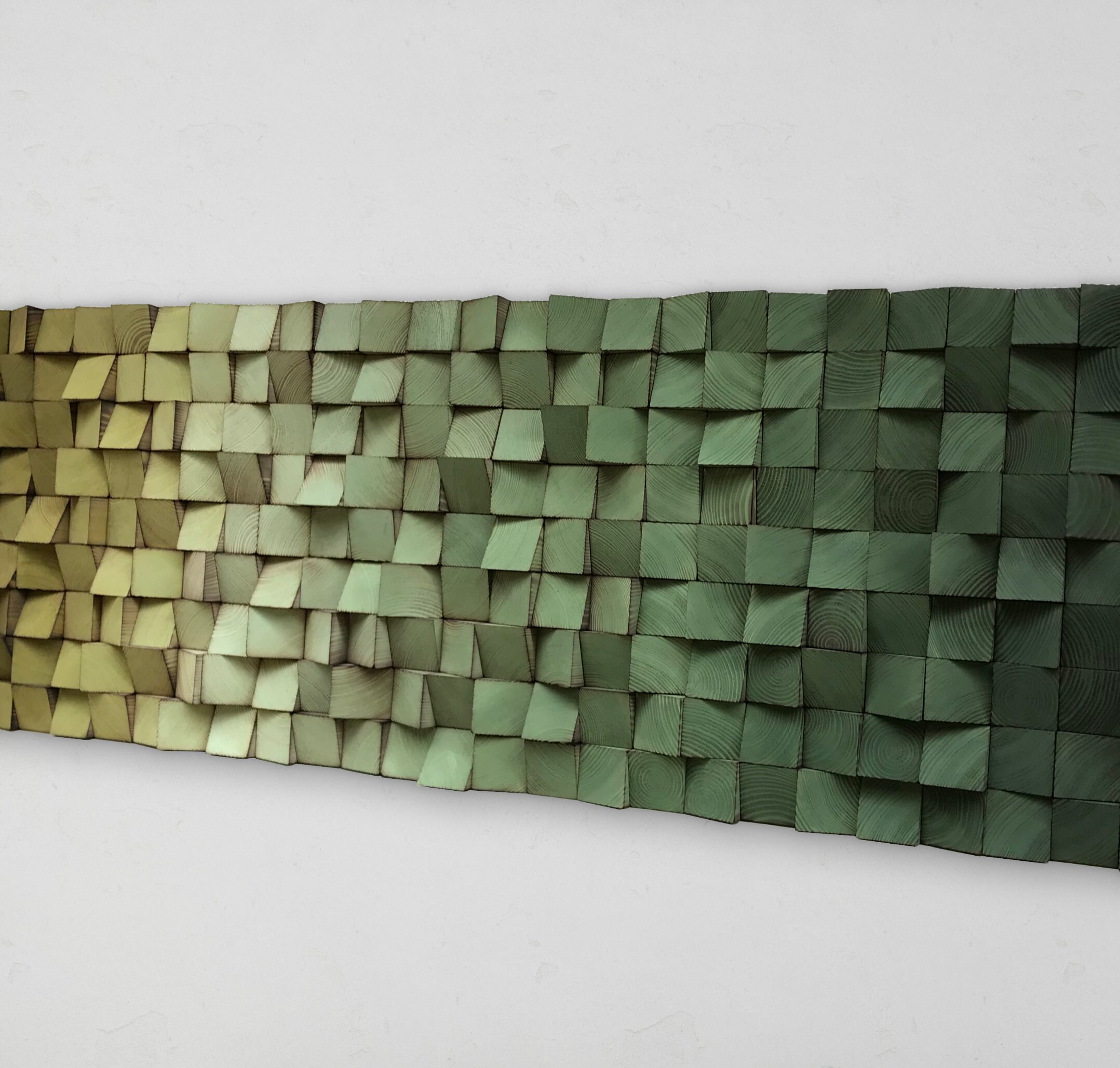 Handmade Reclaimed Wood Wall Art - Green Ombre Sound Diffuser - Etsy