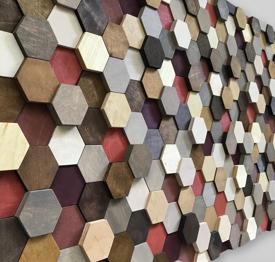 Reclaimed Wood Hexagon Wall Art – Geometric Mosaic Decor - Etsy