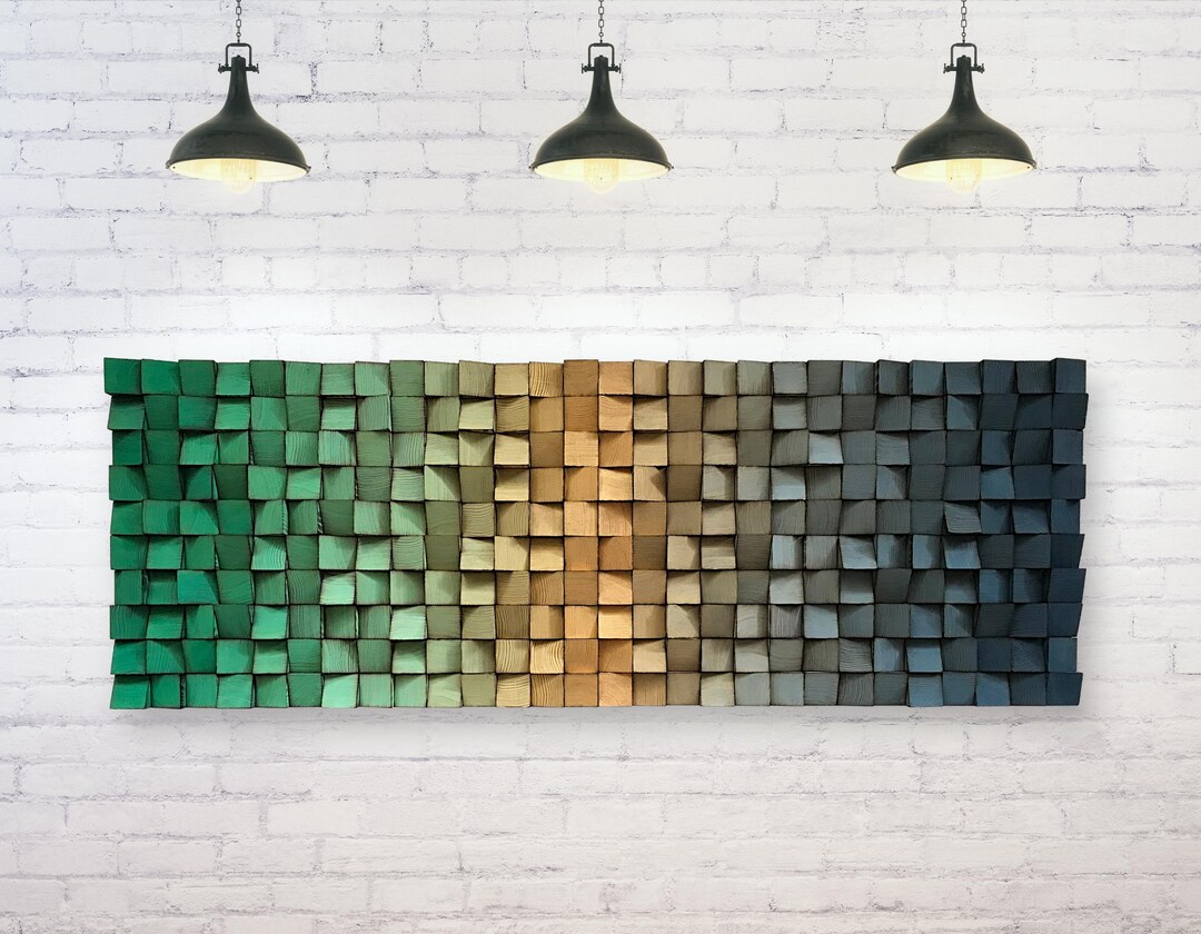 Reclaimed Wood Wall Art - Green Gold Blue Sound Diffuser - Etsy