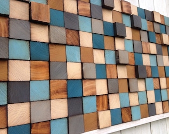 Wood Wall Art, Reclaimed Wall Panels, Back Splash, Kitchen, Wood Tiles ...