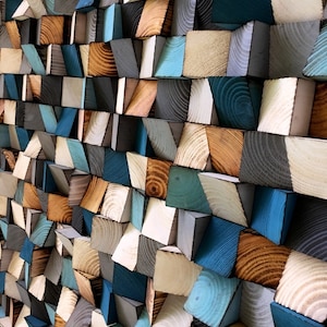 Large Wood Wall Art - Wood Sound Diffusser - Reclaimed Wood Art